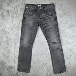 Citizens of Humanity Women Emerson Slim Boyfriend Jeans Gray Studded Distress 25